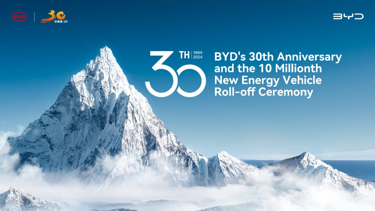 BYD Marks 30th Anniversary with Roll-off of 10 Millionth NEV